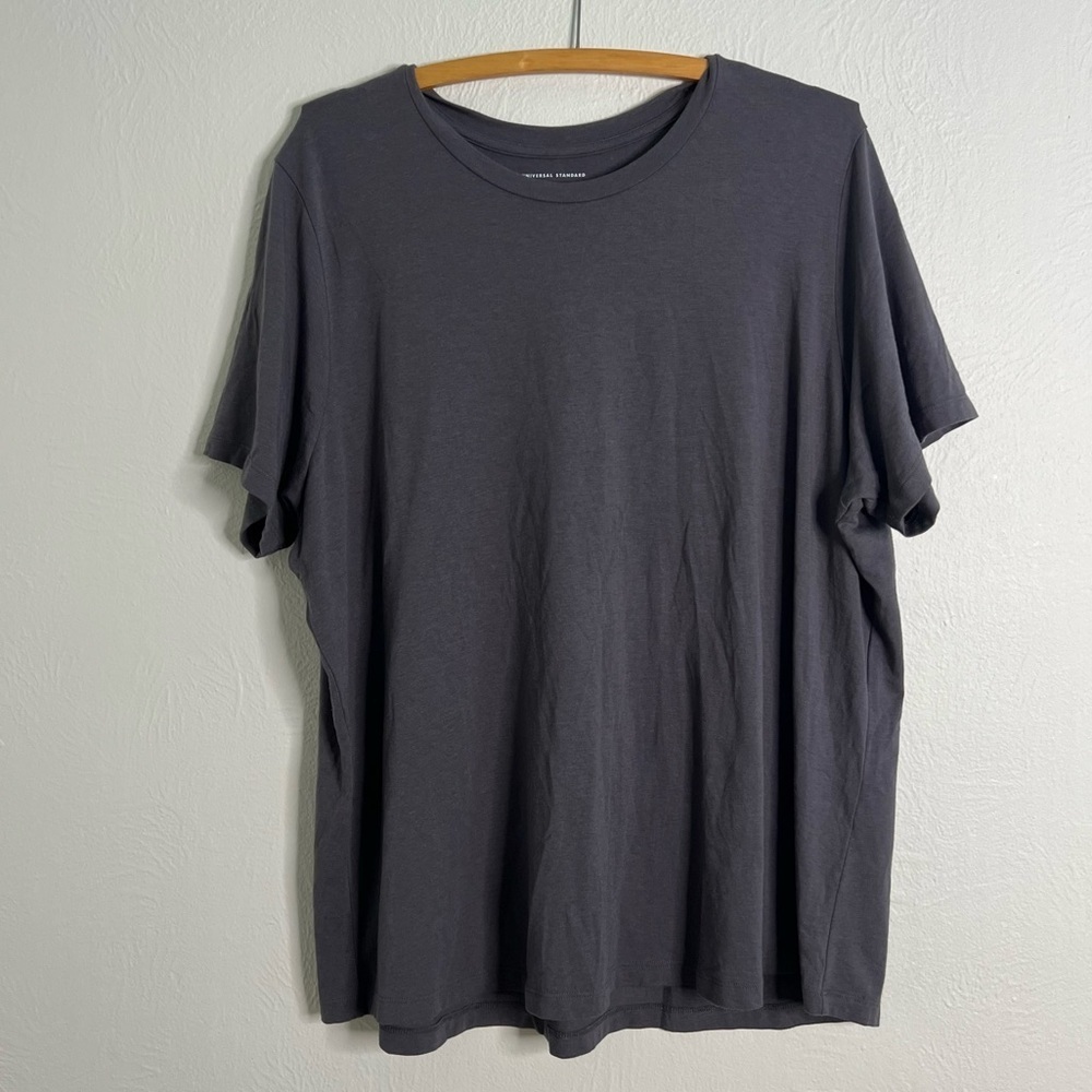 Universal Standard Women's Gray Cotton Blend Short Sleeve T-Shirt Size PL